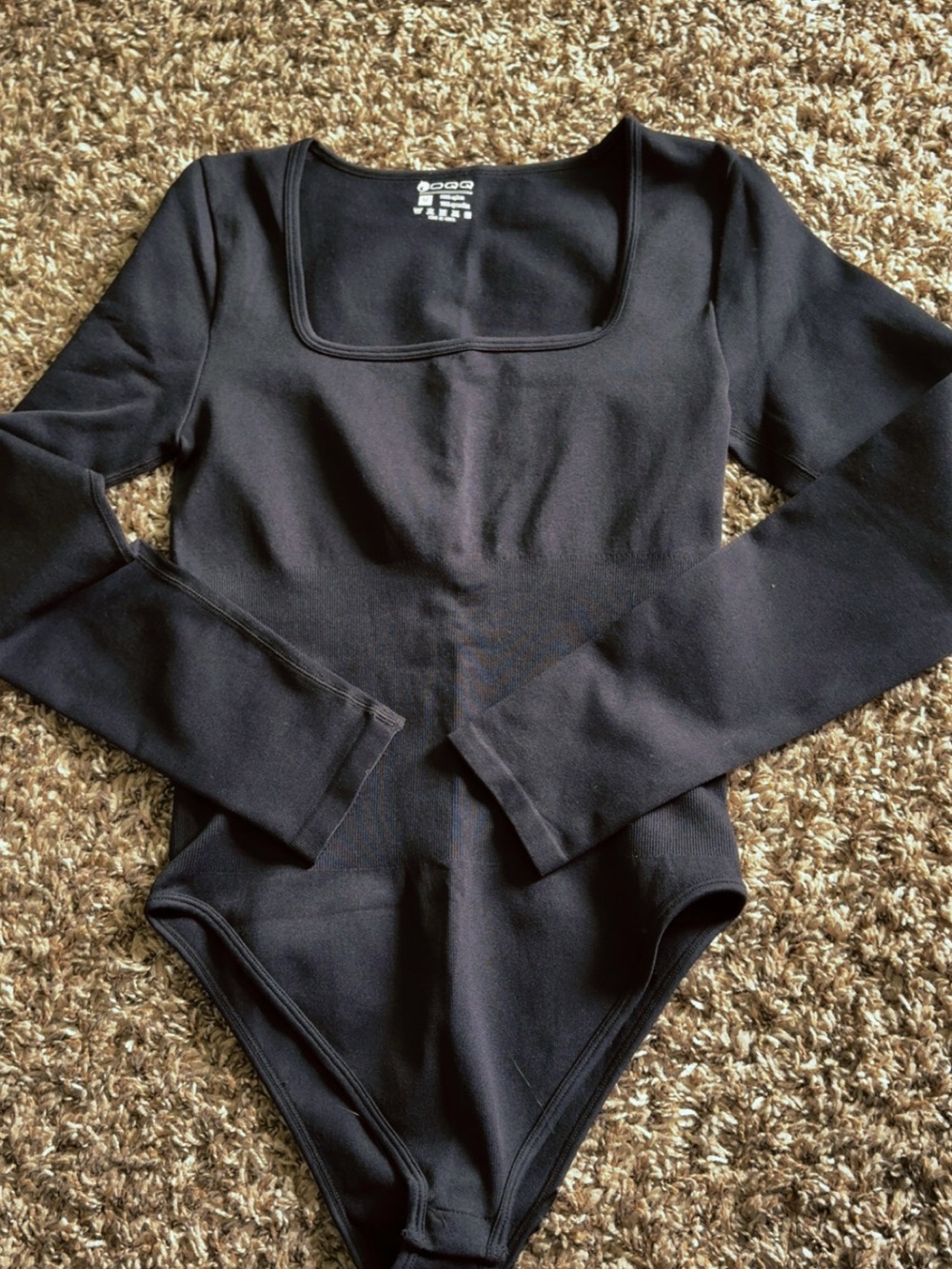 OQQ Classic Black Long-Sleeve Bodysuit